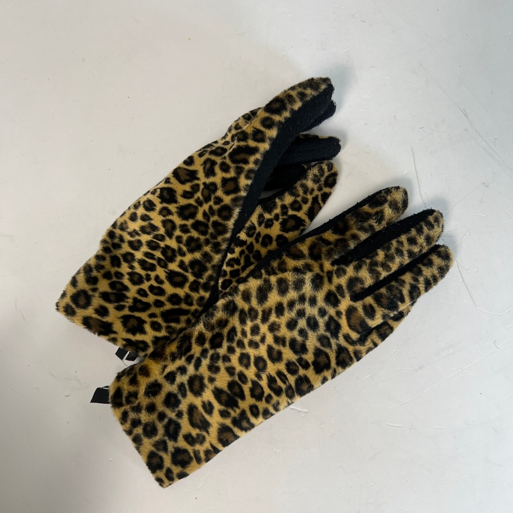 Classy Leopard Faux Fur Gloves Womens OS Brown Animal Print Winter Chic‎